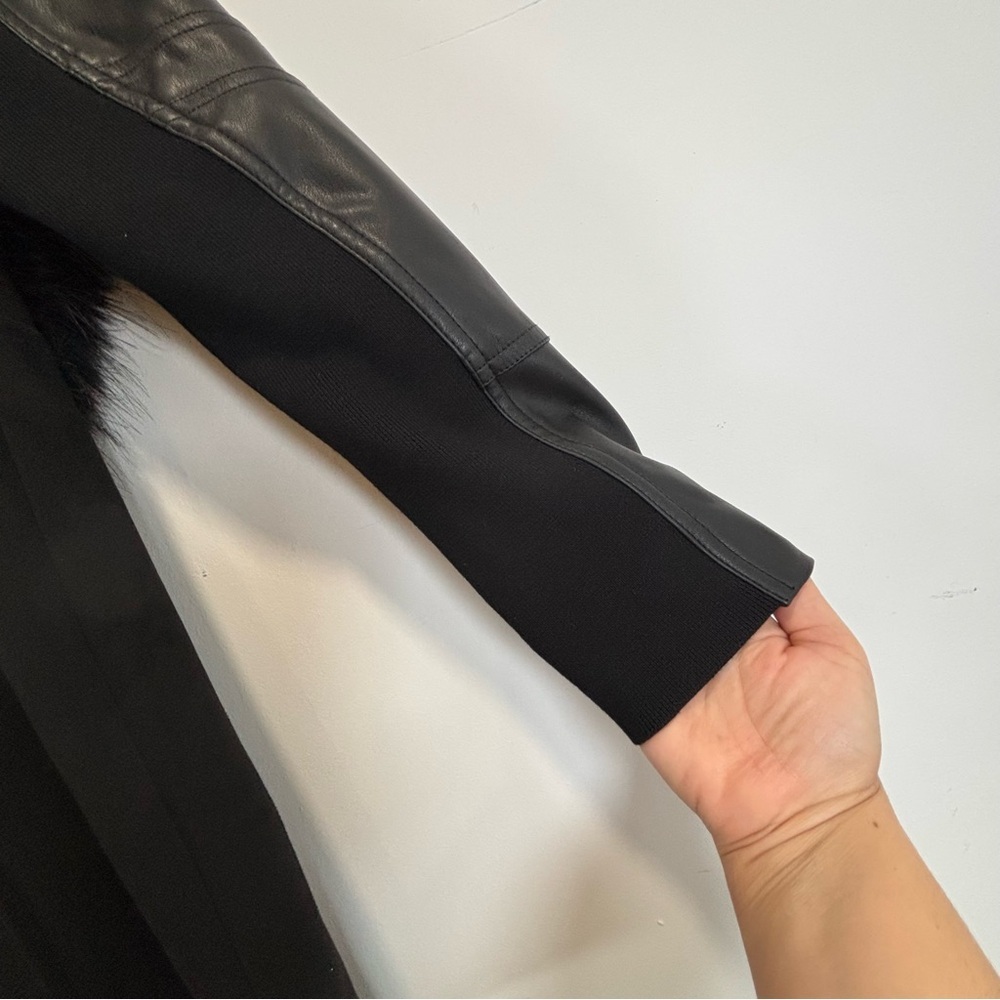 BNWOT Joseph Ribkoff Black Faux Fur Collar Waterfall Coat Jacket Size S/P - Picture 8 of 14